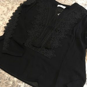 Line + Dot Sheer and Lace Blouse